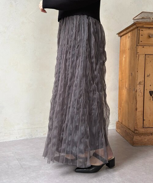 Thevon(ゼボン)の「ウェーブワッシャーシアースカート(スカート・レディース・アイボリー/ブラック/チャコールグレー・FREE)」の21枚目の写真