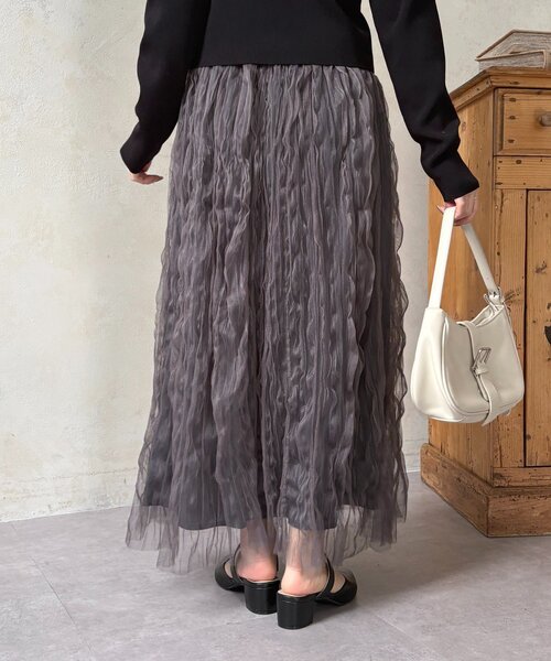 Thevon(ゼボン)の「ウェーブワッシャーシアースカート(スカート・レディース・アイボリー/ブラック/チャコールグレー・FREE)」の22枚目の写真