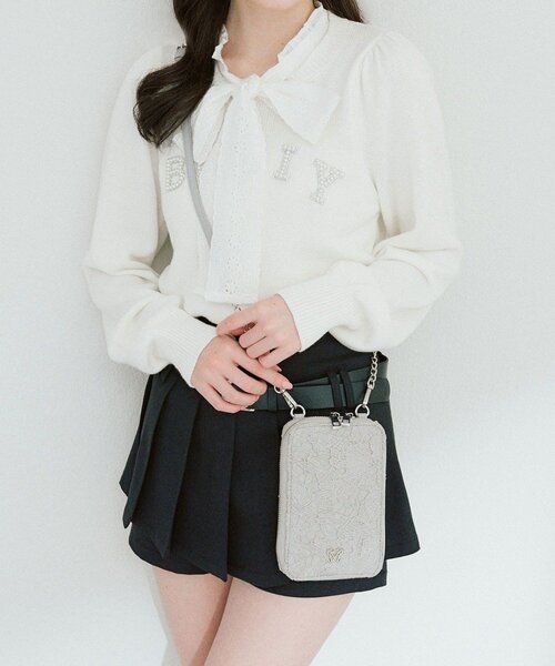 OLIVE des OLIVE（オリーブデオリーブ）の「Aimerianejoieレースマルチショルダー（ショルダーバッグ・レディース・グレー/アイボリー/ブラック・FREE）」の3枚目の写真