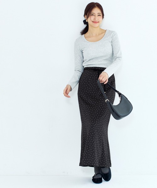 coca（coca）（コカ）の「サッカーサテンナロースカート（スカート・レディース・ブラック/アイボリー・L/S/M）」の4枚目の写真