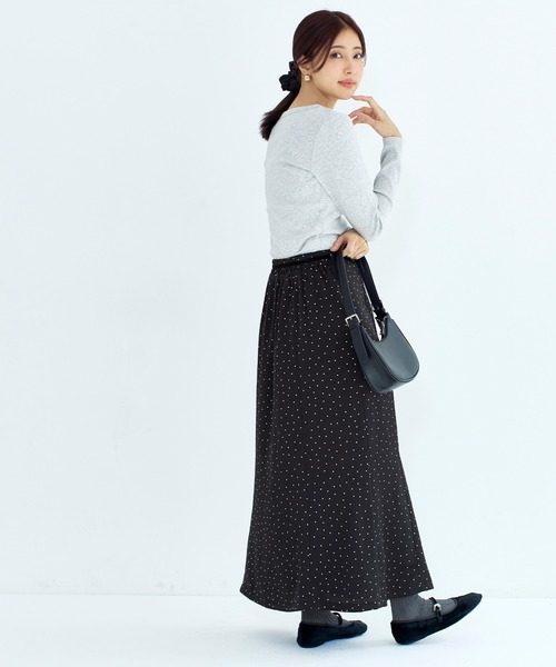 coca（coca）（コカ）の「サッカーサテンナロースカート（スカート・レディース・ブラック/アイボリー・L/S/M）」の5枚目の写真