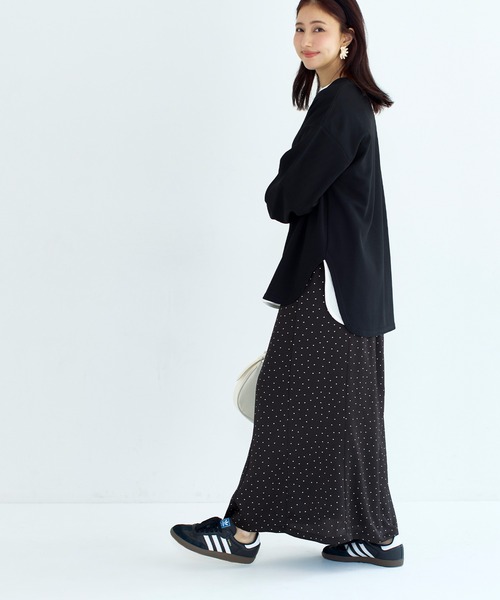 coca（coca）（コカ）の「サッカーサテンナロースカート（スカート・レディース・ブラック/アイボリー・L/S/M）」の7枚目の写真