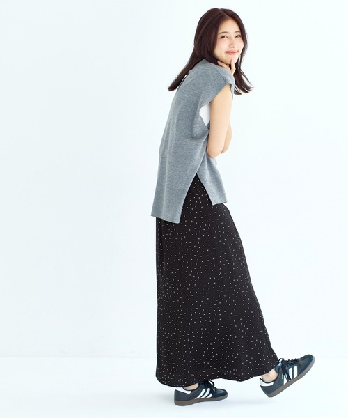 coca（coca）（コカ）の「サッカーサテンナロースカート（スカート・レディース・ブラック/アイボリー・L/S/M）」の9枚目の写真