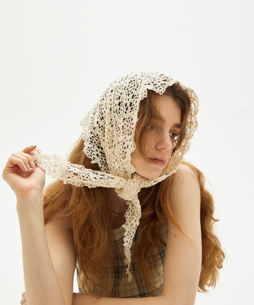 セール】lace crochet scarf / レースクロシェスカーフ（ストール