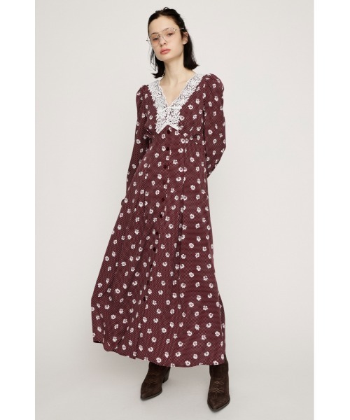 SLY(スライ)の「DOT GARDEN RETRO DRESS ドットガーデンレトロドレス 春服(ワンピース・レディース・レッド系その他/ブラック系その他2/ネイビー系・1/2)」の3枚目の写真