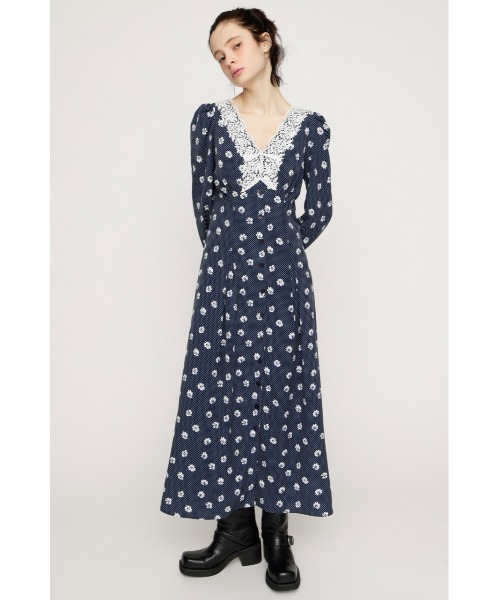 SLY(スライ)の「DOT GARDEN RETRO DRESS ドットガーデンレトロドレス 春服(ワンピース・レディース・レッド系その他/ブラック系その他2/ネイビー系・1/2)」の7枚目の写真
