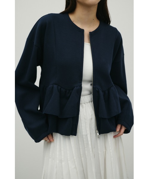 STYLEMIXER(スタイルミキサー)の「ヘムフリルジャケット(ノーカラージャケット・レディース・杢グレー/ネイビー/ホワイト・FREE)」の3枚目の写真