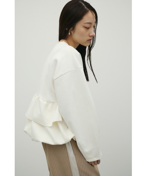 STYLEMIXER(スタイルミキサー)の「ヘムフリルジャケット(ノーカラージャケット・レディース・杢グレー/ネイビー/ホワイト・FREE)」の9枚目の写真