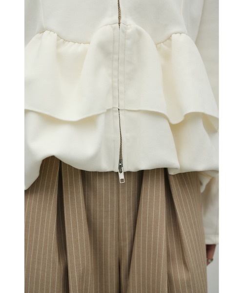 STYLEMIXER(スタイルミキサー)の「ヘムフリルジャケット(ノーカラージャケット・レディース・杢グレー/ネイビー/ホワイト・FREE)」の10枚目の写真