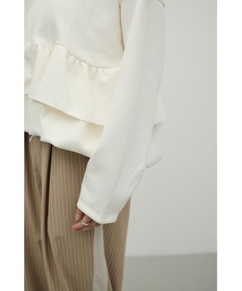 STYLEMIXER(スタイルミキサー)の「ヘムフリルジャケット(ノーカラージャケット・レディース・杢グレー/ネイビー/ホワイト・FREE)」の11枚目の写真