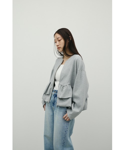 STYLEMIXER(スタイルミキサー)の「ヘムフリルジャケット(ノーカラージャケット・レディース・杢グレー/ネイビー/ホワイト・FREE)」の15枚目の写真