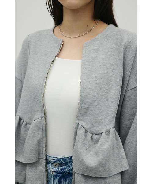 STYLEMIXER(スタイルミキサー)の「ヘムフリルジャケット(ノーカラージャケット・レディース・杢グレー/ネイビー/ホワイト・FREE)」の19枚目の写真