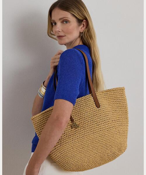 LAUREN RALPH LAUREN(ローレン ラルフ ローレン)の「クロシェイド ストロー ラージ Lainey トート バッグ(トートバッグ・レディース・ナチュラル・ONE)」の8枚目の写真