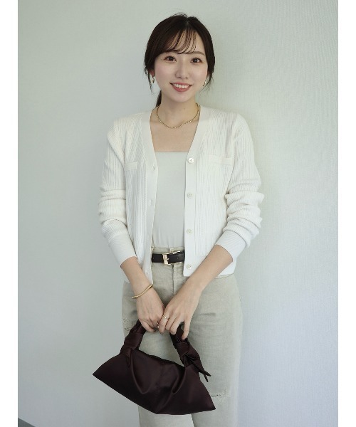 anuans（アニュアンス）の「ラティスケーブルニットカーディガン（カーディガン/ボレロ・レディース・グレー/アイボリー/ミント/ライトピンク/ブラウン/ブラック・FREE）」の2枚目の写真