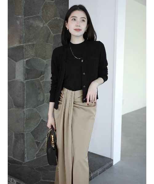 anuans（アニュアンス）の「ラティスケーブルニットカーディガン（カーディガン/ボレロ・レディース・グレー/アイボリー/ミント/ライトピンク/ブラウン/ブラック・FREE）」の3枚目の写真