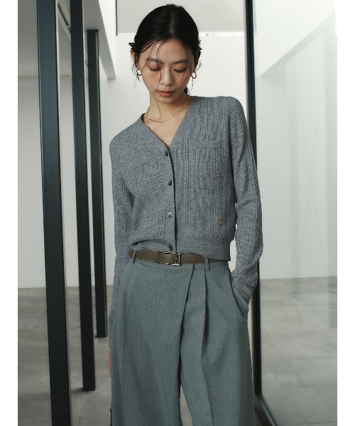 anuans（アニュアンス）の「ラティスケーブルニットカーディガン（カーディガン/ボレロ・レディース・グレー/アイボリー/ミント/ライトピンク/ブラウン/ブラック・FREE）」の7枚目の写真