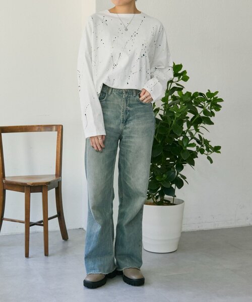 ear PAPILLONNER(イアパピヨネ)の「ペイントTシャツ【SUM1 STYLE×MONT KEMMEL】(Tシャツ/カットソー・レディース・ホワイト/ブラック・FREE)」の7枚目の写真