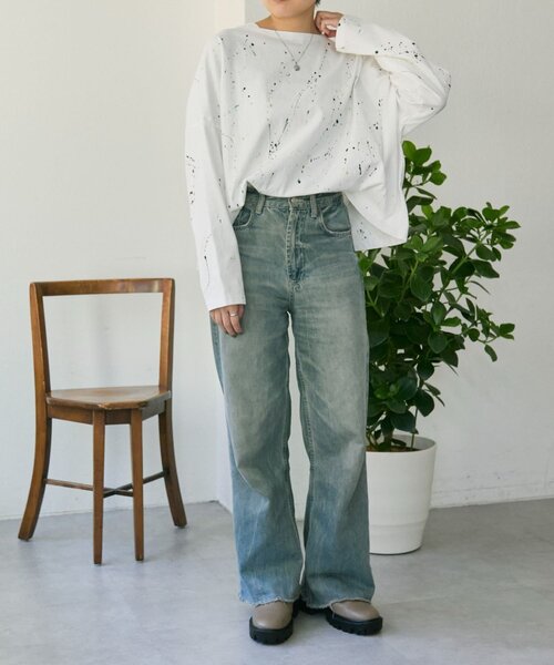 ear PAPILLONNER(イアパピヨネ)の「ペイントTシャツ【SUM1 STYLE×MONT KEMMEL】(Tシャツ/カットソー・レディース・ホワイト/ブラック・FREE)」の8枚目の写真