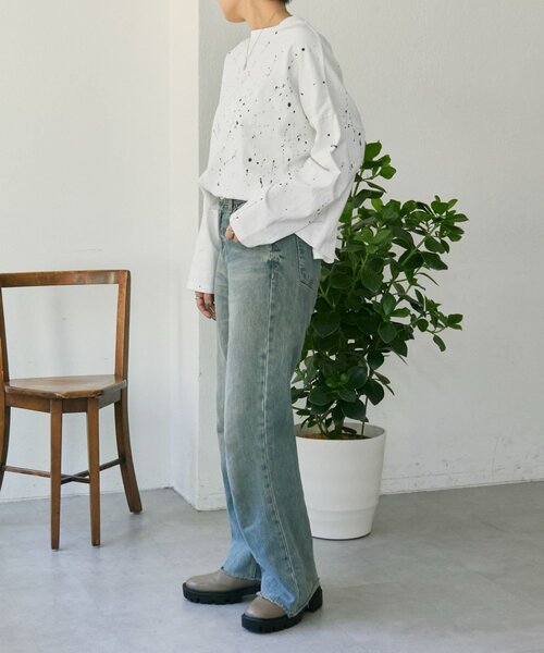 ear PAPILLONNER(イアパピヨネ)の「ペイントTシャツ【SUM1 STYLE×MONT KEMMEL】(Tシャツ/カットソー・レディース・ホワイト/ブラック・FREE)」の9枚目の写真