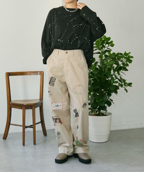 ear PAPILLONNER(イアパピヨネ)の「ペイントTシャツ【SUM1 STYLE×MONT KEMMEL】(Tシャツ/カットソー・レディース・ホワイト/ブラック・FREE)」の8枚目の写真