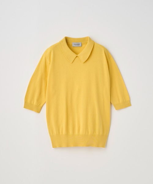 JOHN SMEDLEY(ジョンスメドレー)の「ボタンレス半袖コットンニットポロシャツ(ポロシャツ・レディース・イエロー系その他2・S)」の1枚目の写真
