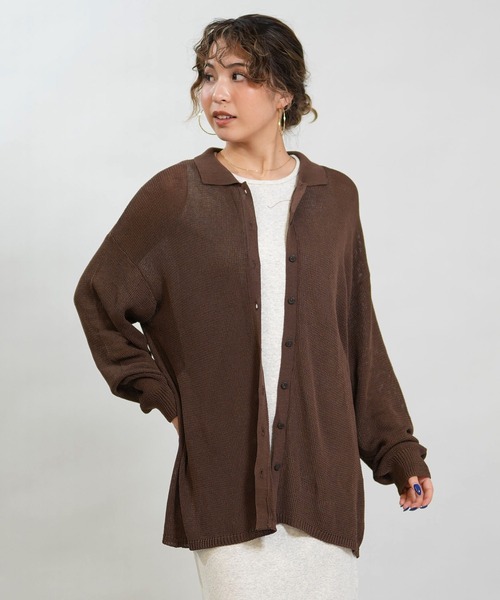 RIKKA FEMME(リッカファム)の「RIKKA FEMME/リッカファム 長袖 ポロシャツ ニット シアー RF6S-2701(ポロシャツ・レディース・ネイビー/ベージュ/ブラウン・FREE)」の13枚目の写真