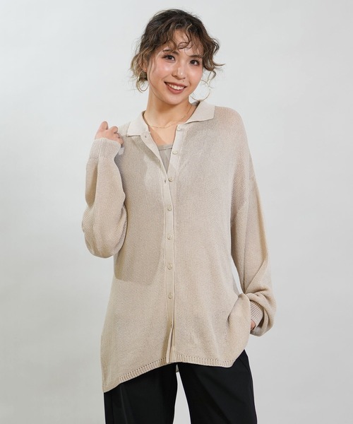 RIKKA FEMME(リッカファム)の「RIKKA FEMME/リッカファム 長袖 ポロシャツ ニット シアー RF6S-2701(ポロシャツ・レディース・ネイビー/ベージュ/ブラウン・FREE)」の19枚目の写真