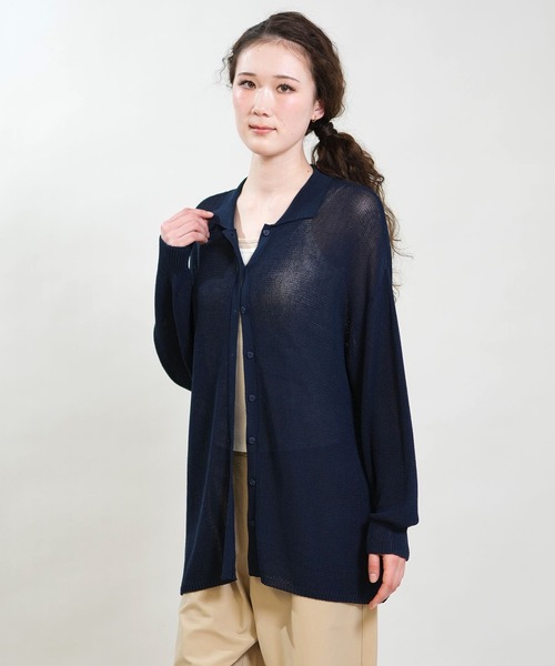 RIKKA FEMME(リッカファム)の「RIKKA FEMME/リッカファム 長袖 ポロシャツ ニット シアー RF6S-2701(ポロシャツ・レディース・ネイビー/ベージュ/ブラウン・FREE)」の4枚目の写真