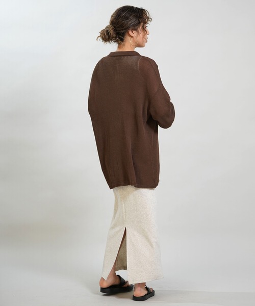 RIKKA FEMME(リッカファム)の「RIKKA FEMME/リッカファム 長袖 ポロシャツ ニット シアー RF6S-2701(ポロシャツ・レディース・ネイビー/ベージュ/ブラウン・FREE)」の17枚目の写真