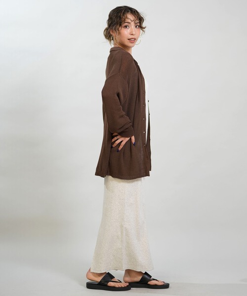 RIKKA FEMME(リッカファム)の「RIKKA FEMME/リッカファム 長袖 ポロシャツ ニット シアー RF6S-2701(ポロシャツ・レディース・ネイビー/ベージュ/ブラウン・FREE)」の18枚目の写真