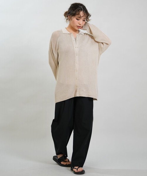 RIKKA FEMME(リッカファム)の「RIKKA FEMME/リッカファム 長袖 ポロシャツ ニット シアー RF6S-2701(ポロシャツ・レディース・ネイビー/ベージュ/ブラウン・FREE)」の21枚目の写真