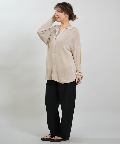 RIKKA FEMME(リッカファム)の「RIKKA FEMME/リッカファム 長袖 ポロシャツ ニット シアー RF6S-2701(ポロシャツ・レディース・ネイビー/ベージュ/ブラウン・FREE)」の22枚目の写真
