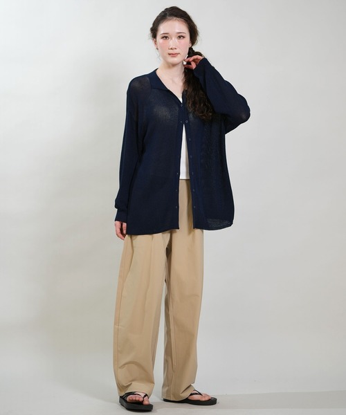 RIKKA FEMME(リッカファム)の「RIKKA FEMME/リッカファム 長袖 ポロシャツ ニット シアー RF6S-2701(ポロシャツ・レディース・ネイビー/ベージュ/ブラウン・FREE)」の6枚目の写真