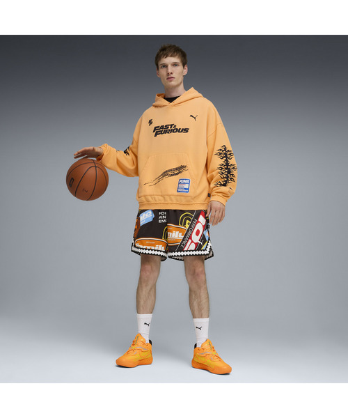 PUMA(プーマ)の「PUMA プーマ メンズ バスケットボール PUMA x ワイルド スピード フーディ FL(パーカー・メンズ・ブラック/オレンジ・MEDIUM/LARGE/SMALL/X-LARGE)」の4枚目の写真
