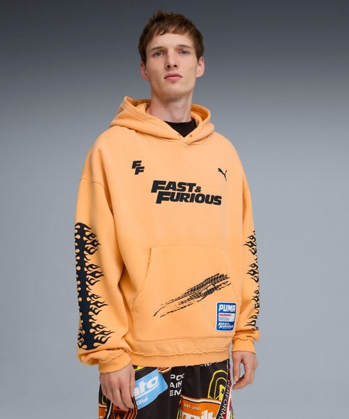 PUMA DRYCELL フード付きパーカー S オレンジ PUMA プーマ メンズ バスケットボール PUMA x ワイルド スピード
