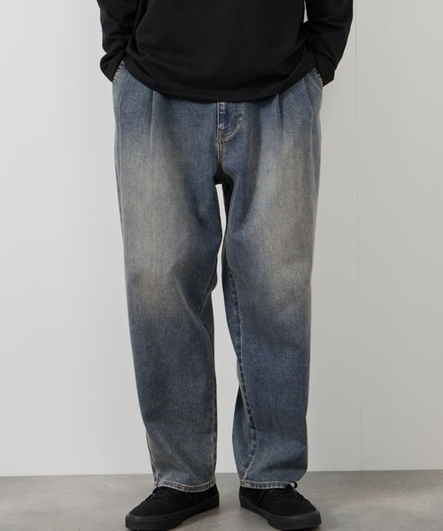 NAVY（ネイビー）の「NAVY マイデニ  タック ワイドテーパードパンツ（デニムパンツ・メンズ・ブルー系2/ブルー系1/ワンウォッシュ/ブラック・XL/L/M/S）」の5枚目の写真