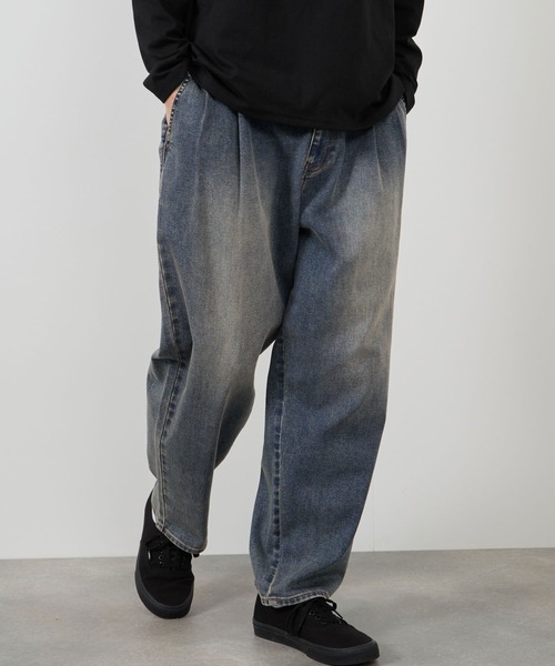 NAVY（ネイビー）の「NAVY マイデニ  タック ワイドテーパードパンツ（デニムパンツ・メンズ・ブルー系2/ブルー系1/ワンウォッシュ/ブラック・XL/L/M/S）」の12枚目の写真