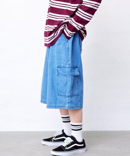 Fluffy BROTHERS(フラッフィーブラザーズ)の「カーゴハーフパンツ(大人サイズ)(デニムパンツ・メンズ・ベージュ系その他/ブルー・XL/L/M)」の13枚目の写真
