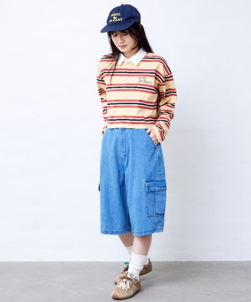 Fluffy BROTHERS(フラッフィーブラザーズ)の「カーゴハーフパンツ(大人サイズ)(デニムパンツ・メンズ・ベージュ系その他/ブルー・XL/L/M)」の4枚目の写真