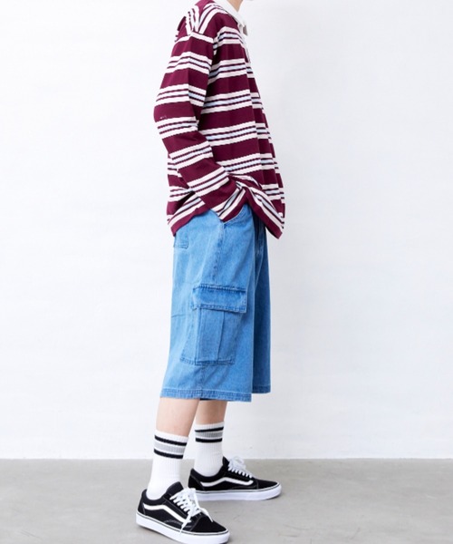 Fluffy BROTHERS(フラッフィーブラザーズ)の「カーゴハーフパンツ(大人サイズ)(デニムパンツ・メンズ・ベージュ系その他/ブルー・XL/L/M)」の12枚目の写真