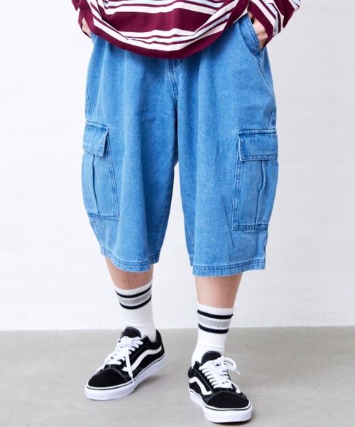 Fluffy BROTHERS(フラッフィーブラザーズ)の「カーゴハーフパンツ(大人サイズ)(デニムパンツ・メンズ・ベージュ系その他/ブルー・XL/L/M)」の16枚目の写真