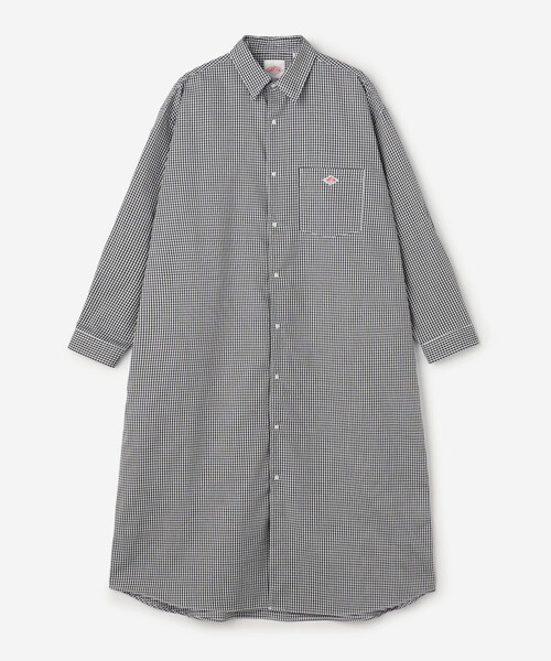 DANTON（ダントン）の「DANTON | ポリオックスフォード シャツワンピース WOMEN（シャツワンピース・レディース・ブラック系その他/グリーン系その他・36）」の3枚目の写真