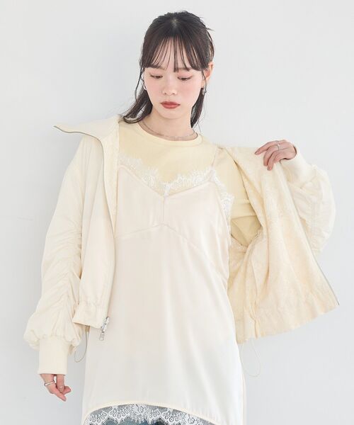 earth music&ecology(アースミュージックアンドエコロジー)の「【WEB・一部店舗限定】レースリバーシブルMA-1(MA-1・レディース・ブラック/アイボリー・FREE)」の17枚目の写真