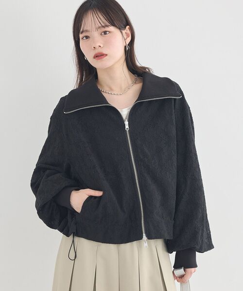 earth music&ecology(アースミュージックアンドエコロジー)の「【WEB・一部店舗限定】レースリバーシブルMA-1(MA-1・レディース・ブラック/アイボリー・FREE)」の18枚目の写真