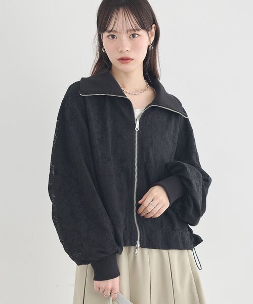 earth music&ecology(アースミュージックアンドエコロジー)の「【WEB・一部店舗限定】レースリバーシブルMA-1(MA-1・レディース・ブラック/アイボリー・FREE)」の19枚目の写真