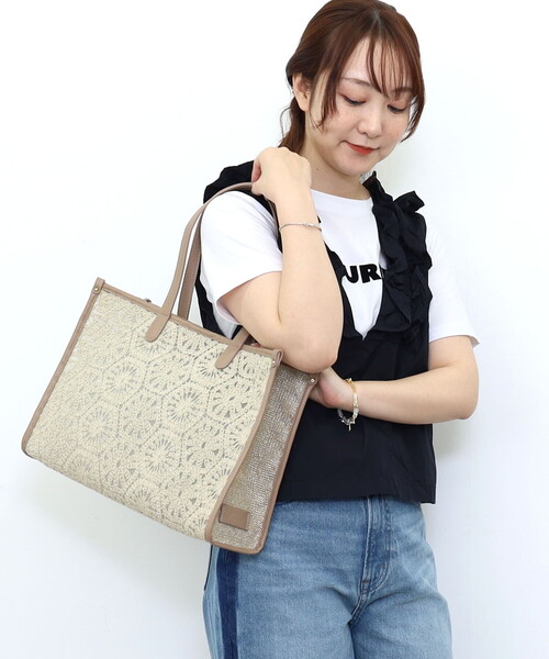 COOCO(クーコ)の「lizzy メッシュコンビトートバッグ/A4対応(トートバッグ・レディース・オフホワイト/ベージュ/ブラック・FREE)」の3枚目の写真