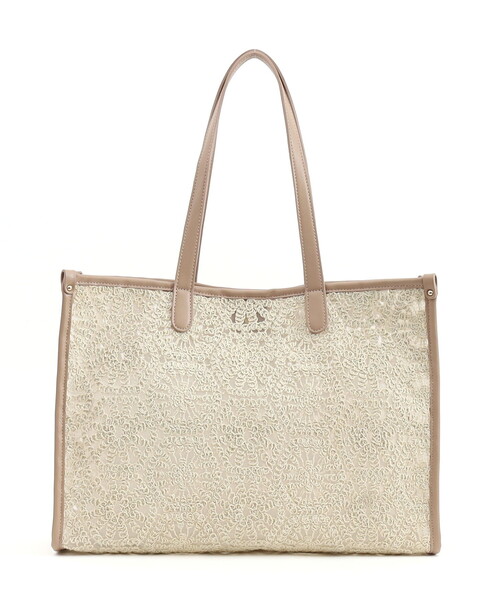 COOCO(クーコ)の「lizzy メッシュコンビトートバッグ/A4対応(トートバッグ・レディース・オフホワイト/ベージュ/ブラック・FREE)」の6枚目の写真