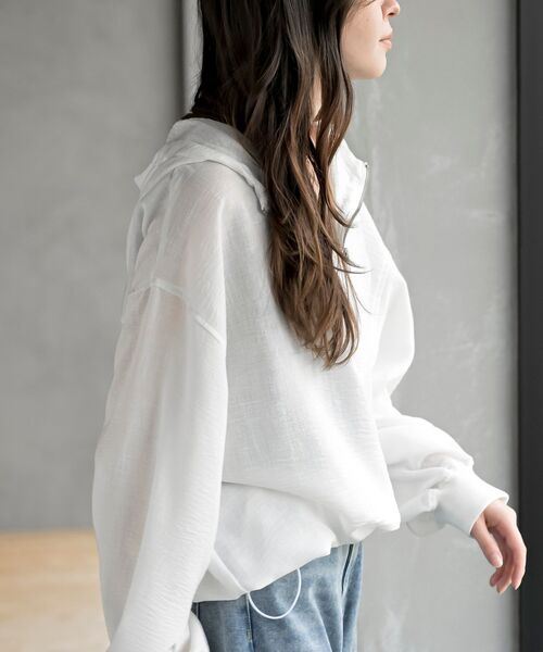 rps（アールピーエス）の「ハーフジップフードプルオーバー（パーカー・レディース・オフホワイト/サックスブルー/ブラック・フリー）」の22枚目の写真