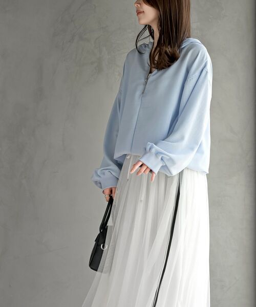 rps（アールピーエス）の「ハーフジップフードプルオーバー（パーカー・レディース・オフホワイト/サックスブルー/ブラック・フリー）」の6枚目の写真