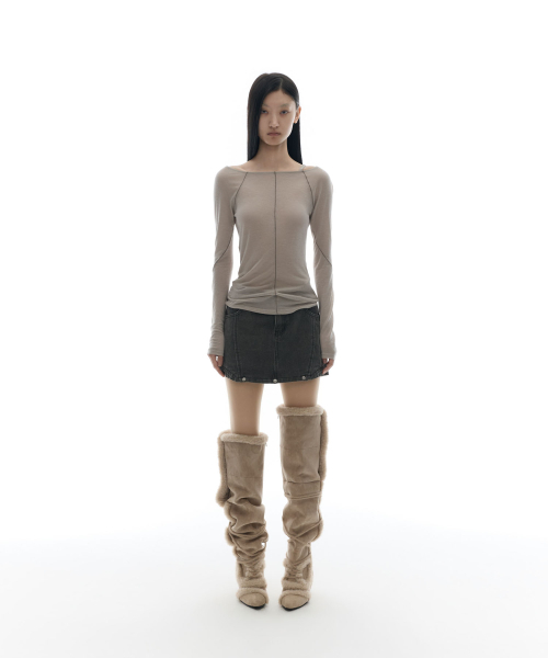 OJOS(オホス)の「Button Denim Mini Skirt / Khaki(スカート・レディース・その他・1/2/3)」の1枚目の写真